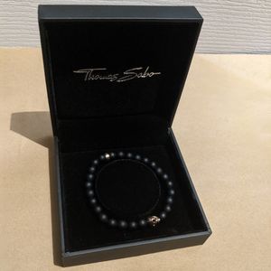 Thomas Sabo Skull Black Bead Bracelet